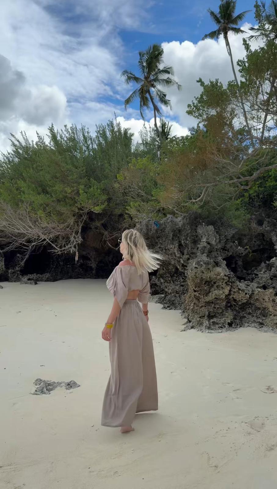 Off-Shoulder Top & Pants Beige