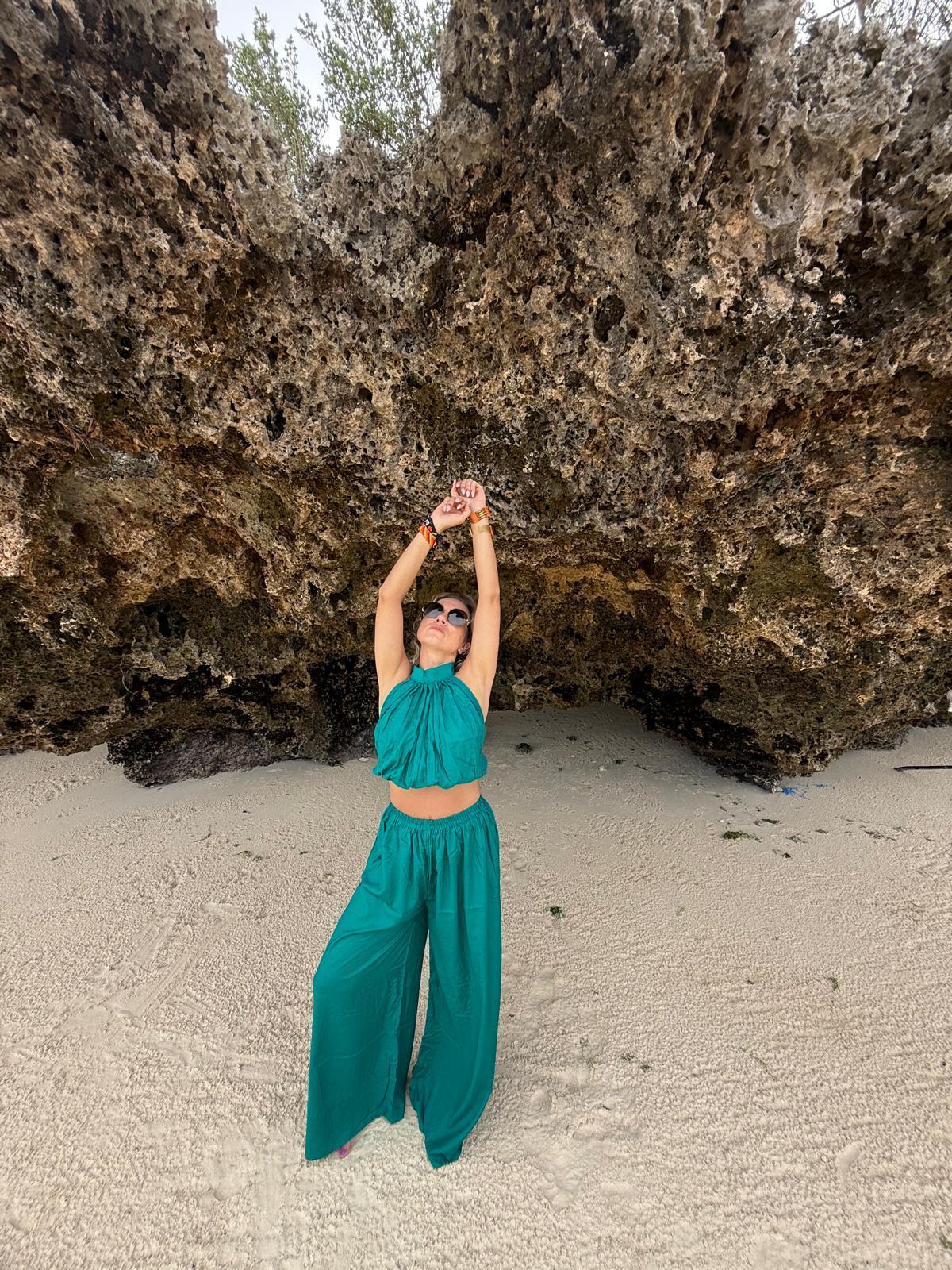 Pullneck Top & Pants Turquoise