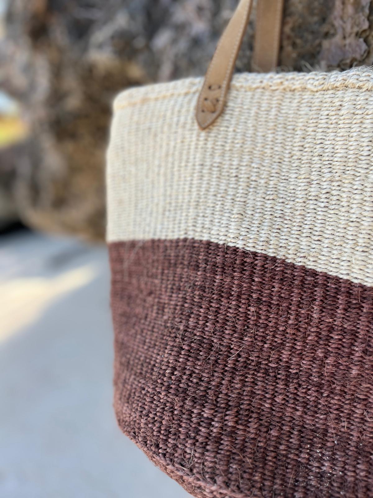 Handwoven Agave Bag – Natural African Tote with Leather Handles