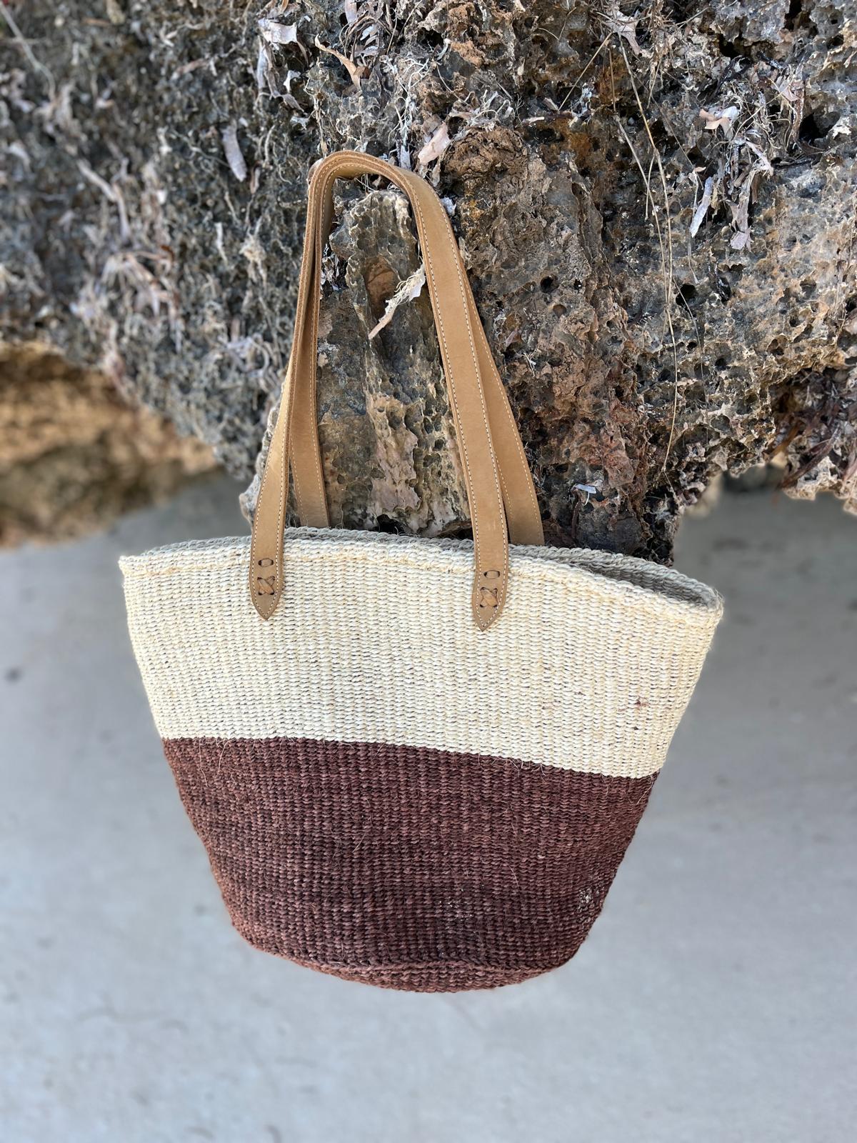 Handwoven Agave Bag – Natural African Tote with Leather Handles