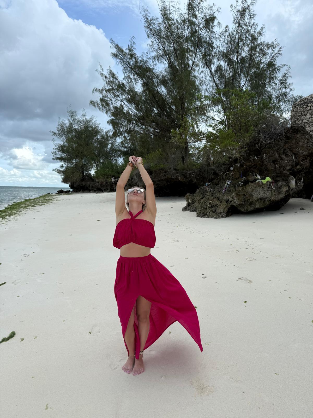 Half Top & Skirt Hot Pink