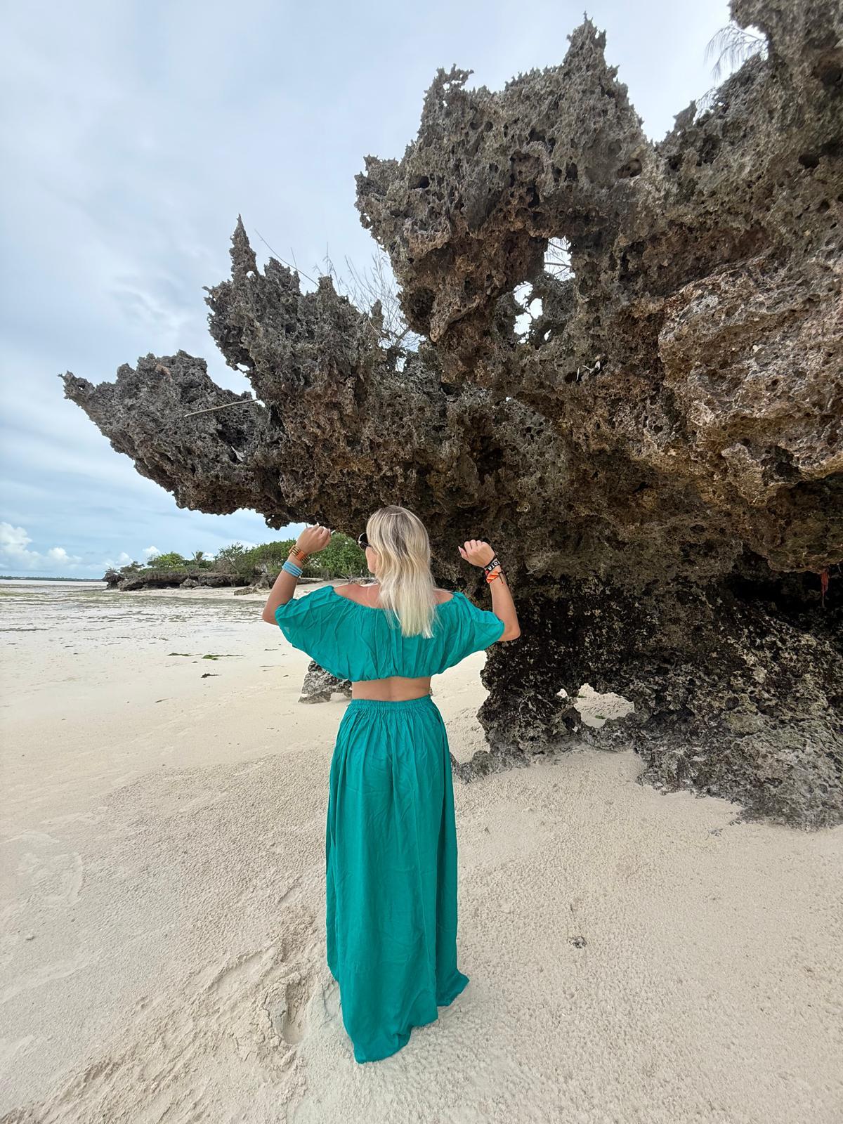 Off-Shoulder Top & Skirt Turquoise