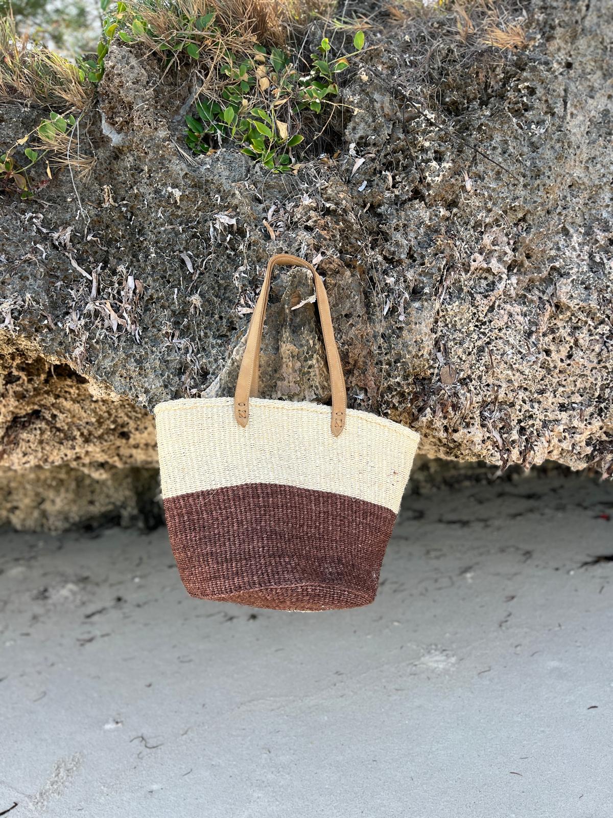 Handwoven Agave Bag – Natural African Tote with Leather Handles