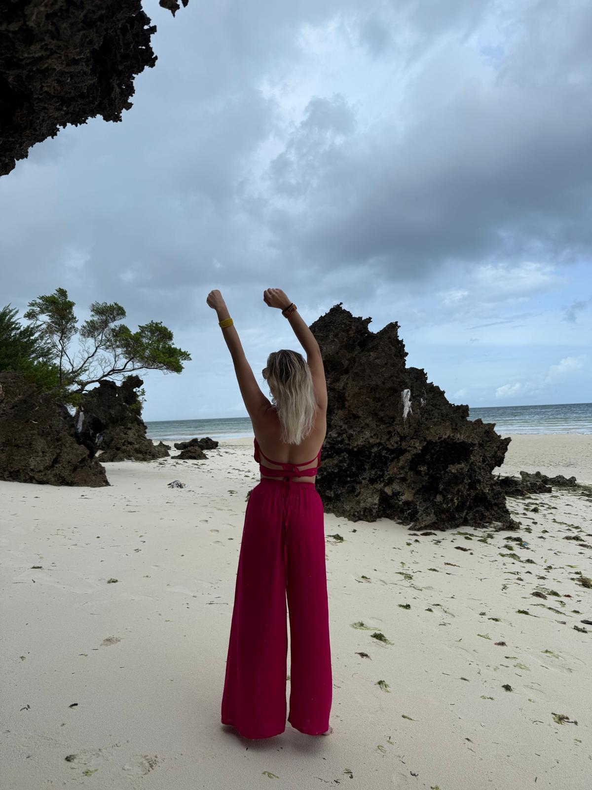 Pullneck Top & Pants Hot Pink