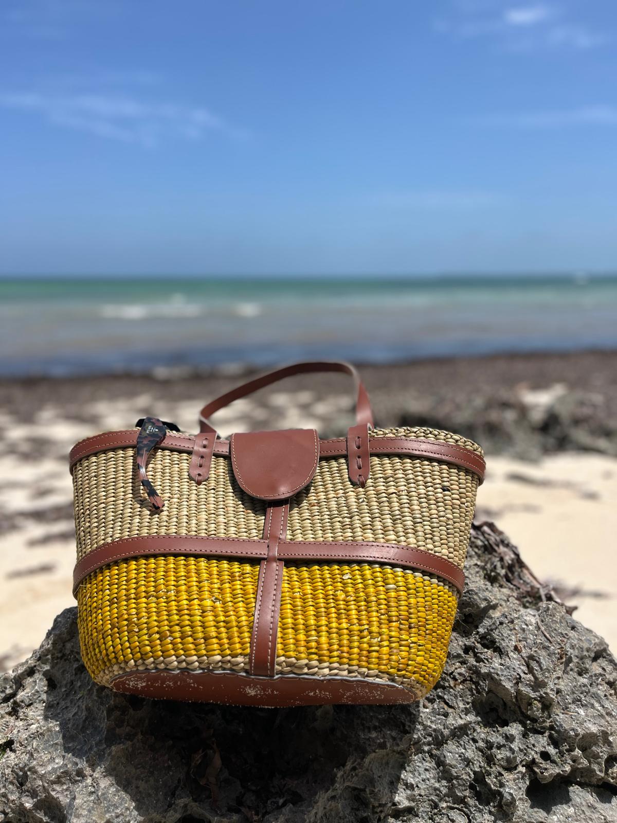 Handwoven African crated bag