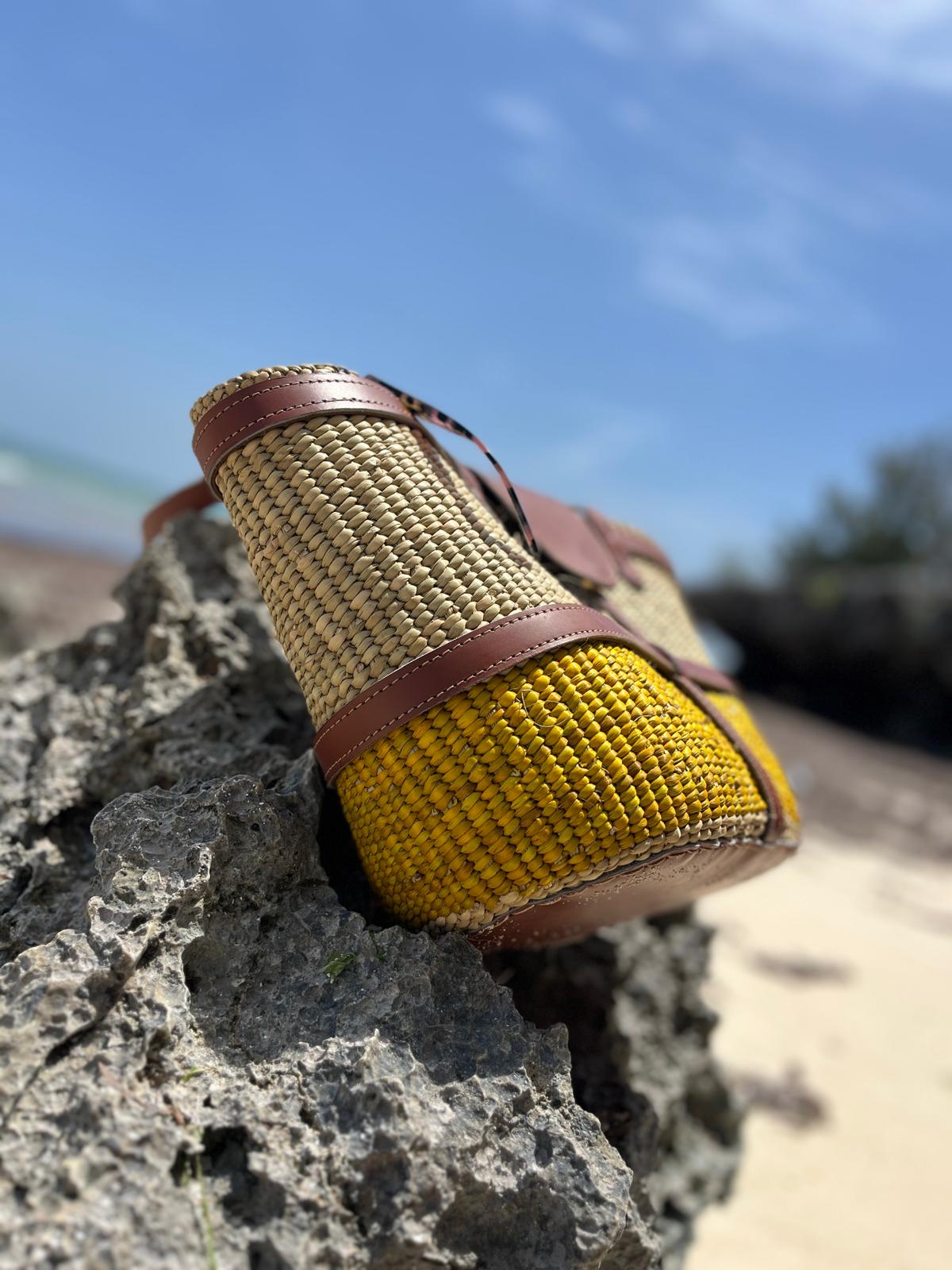 Handwoven African crated bag
