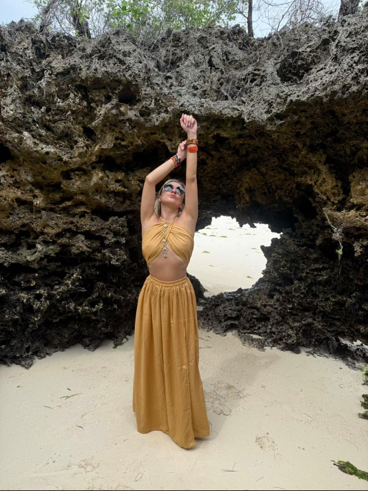 Wrap Top & Skirt Almond