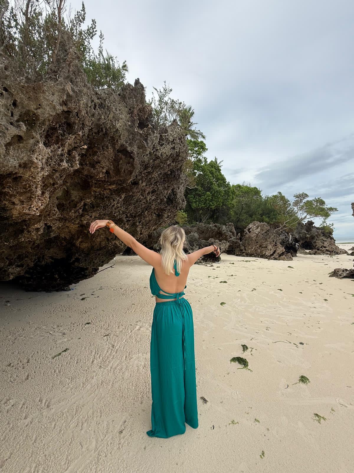Pullneck Top & Pants Turquoise