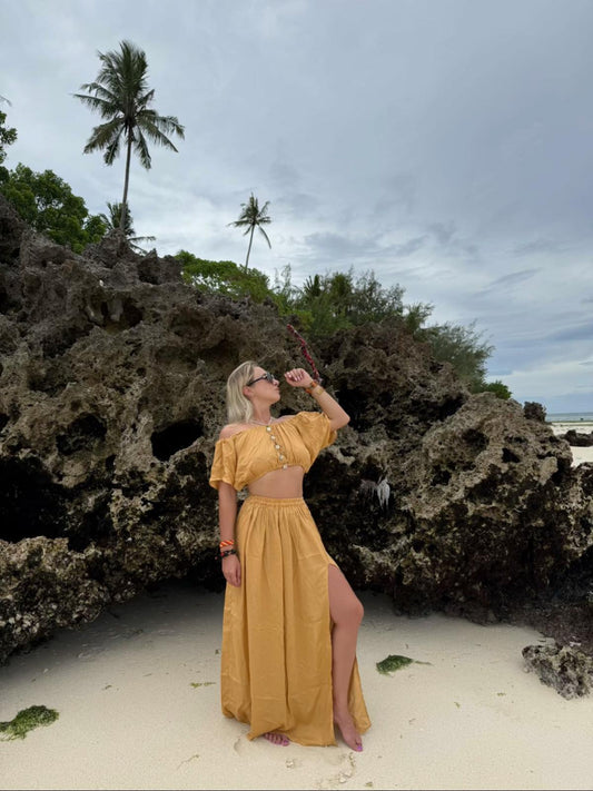 Off-Shoulder Top & Skirt Almond
