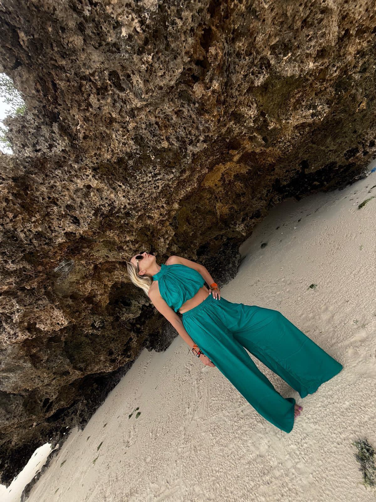 Pullneck Top & Pants Turquoise