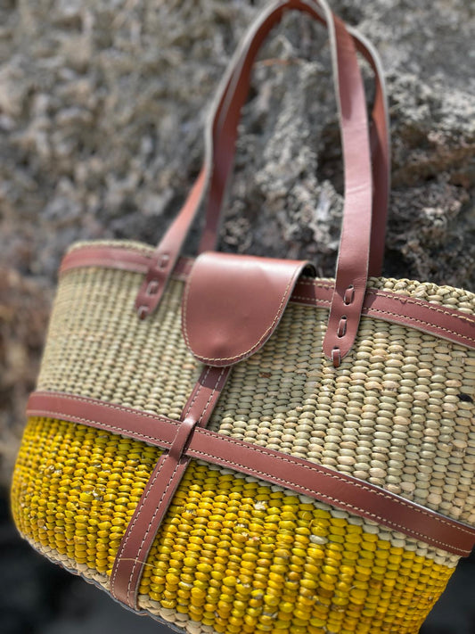 Handwoven African crated bag