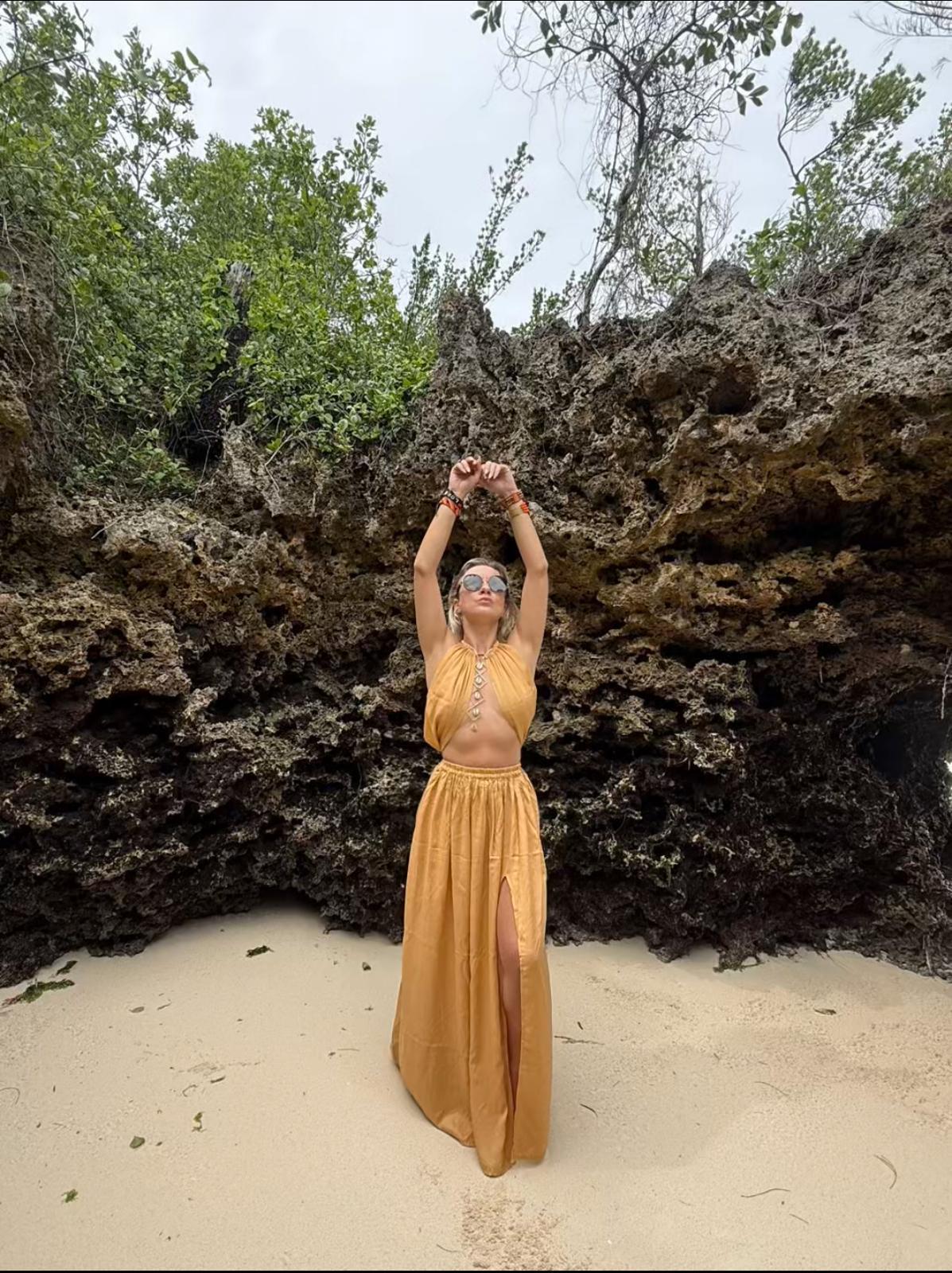 Wrap Top & Skirt Almond