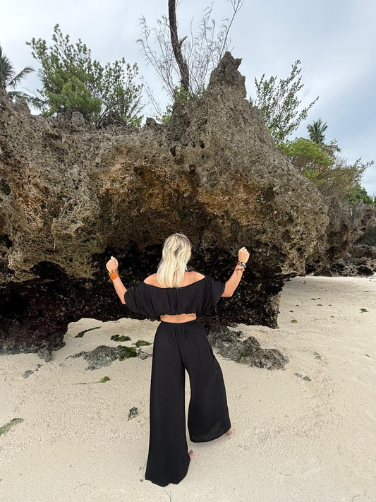 Off-Shoulder Top & Pants Black